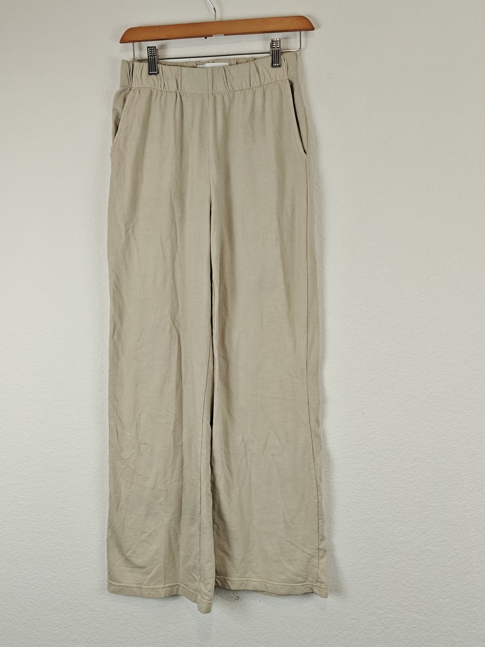 Talentless French Terry Lounge Pants Bone Minimal Cozy Wide Leg Cotton Sz Small - Picture 4 of 13